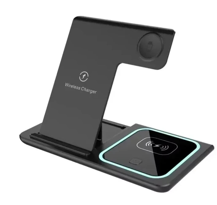3-in-1 Foldable 30W LED Wireless Charging Station – Fast Charger Stand for iPhone 15/14/13/12/11, Apple Watch Series 9-5 & AirPods Pro