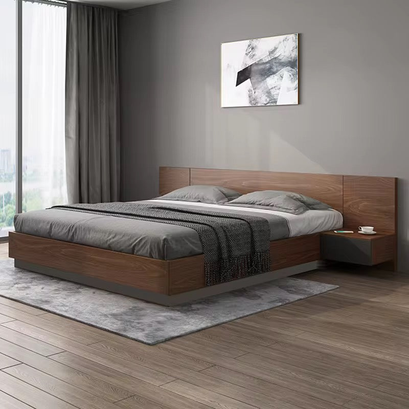 Modern Japanese Tatatmi Wood Storage Bed 1.8m Plywood Panel for Master Bedroom Apartment Home Stay