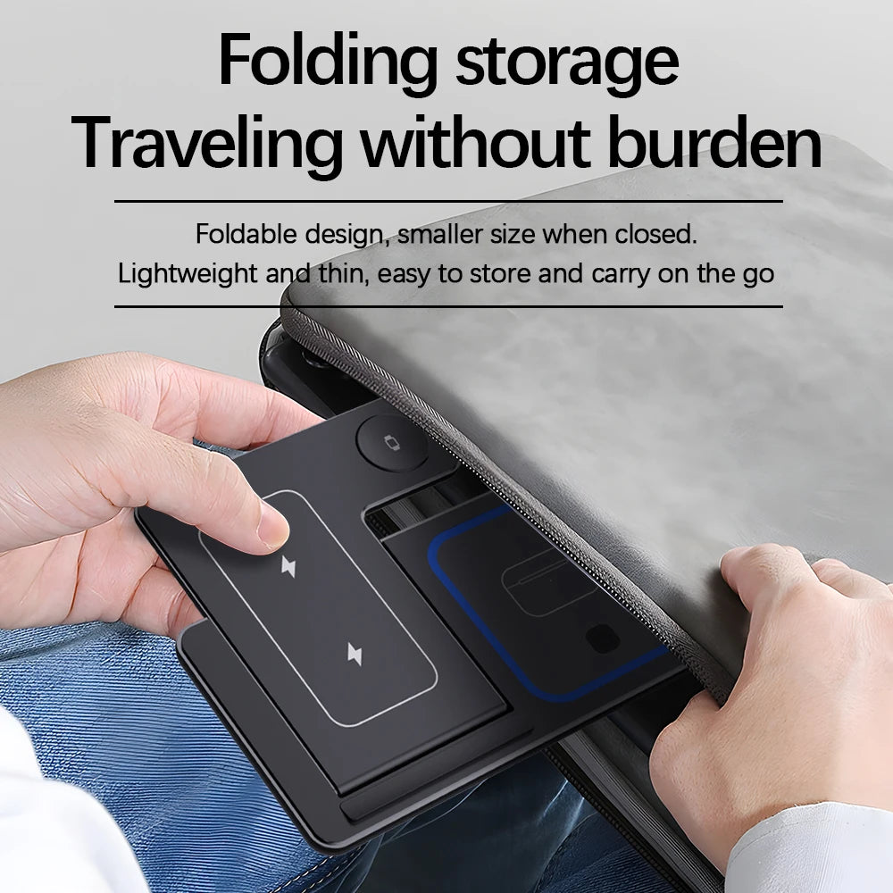 3-in-1 Foldable 30W LED Wireless Charging Station – Fast Charger Stand for iPhone 15/14/13/12/11, Apple Watch Series 9-5 & AirPods Pro