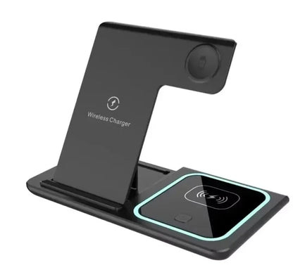 3-in-1 Foldable 30W LED Wireless Charging Station – Fast Charger Stand for iPhone 15/14/13/12/11, Apple Watch Series 9-5 & AirPods Pro