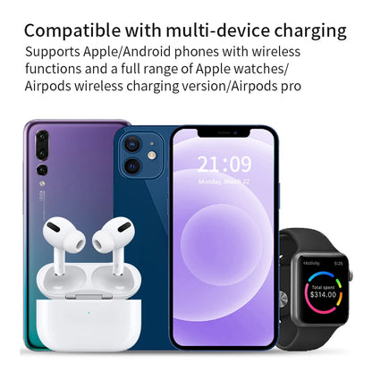 3-in-1 Foldable 30W LED Wireless Charging Station – Fast Charger Stand for iPhone 15/14/13/12/11, Apple Watch Series 9-5 & AirPods Pro